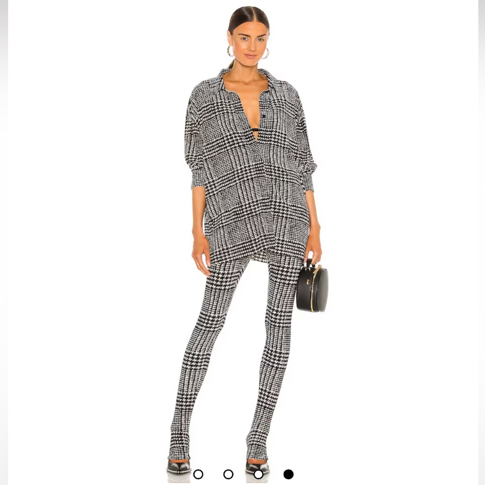Norma Kamali Black & White Plaid Leggings & Top Set
